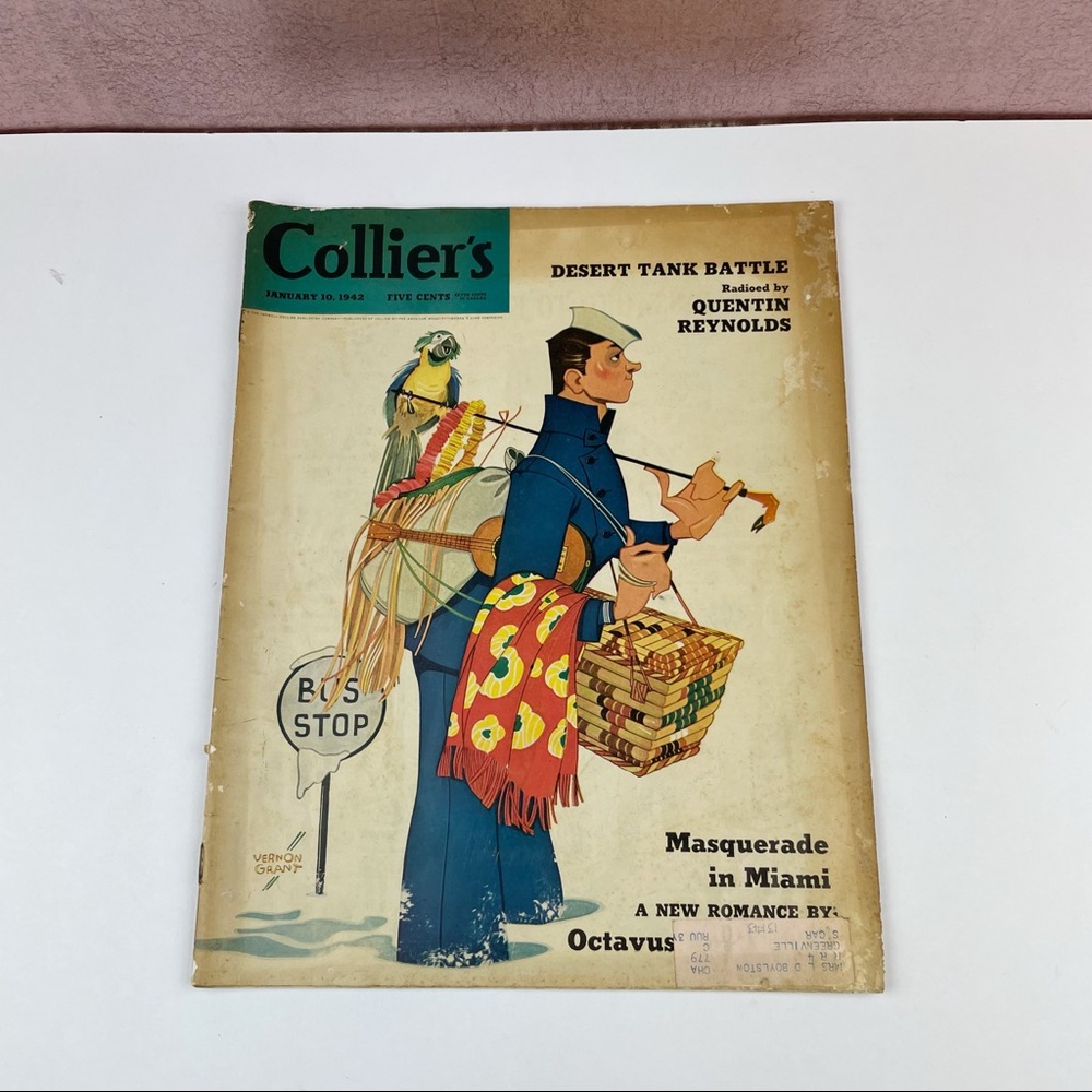 Vintage Collier's Magazine January 10, 1942 Miami Desert Tank Battle History